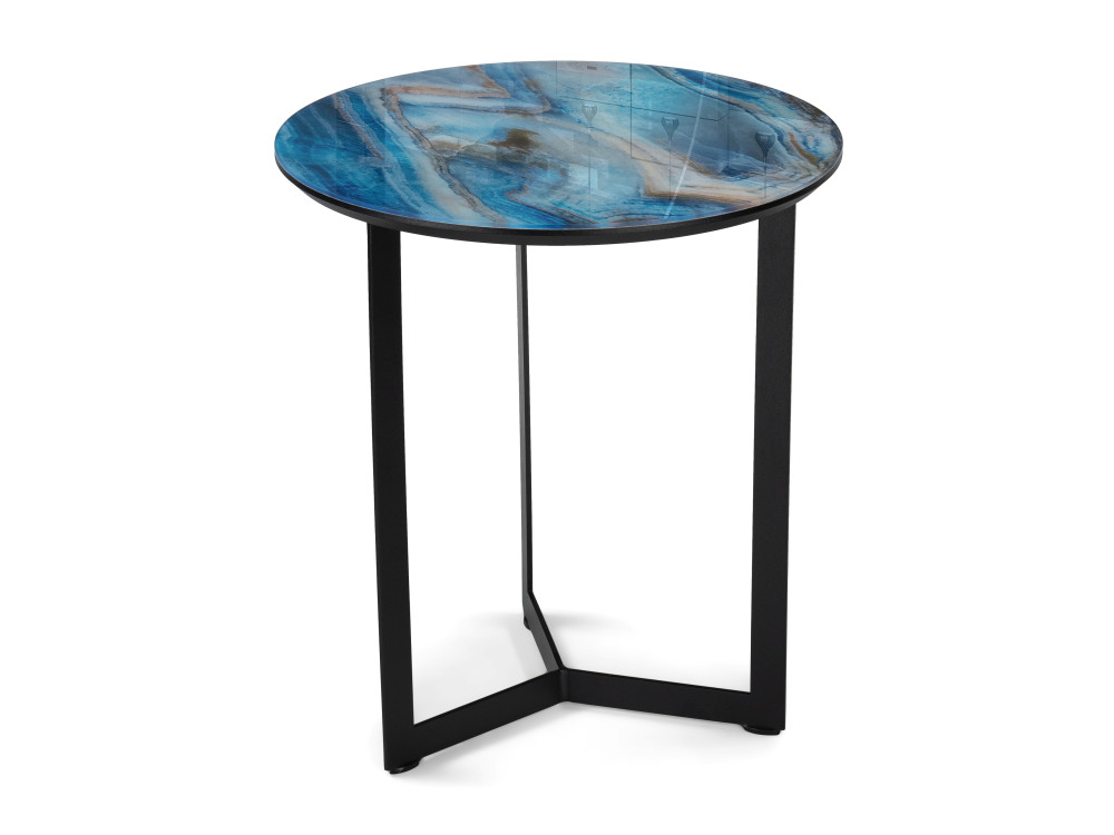 Роб D-450 лазурит / черный Журнальный стол Черный, Металл роб d 700 мрамор голубой стол стеклянный черный металл
