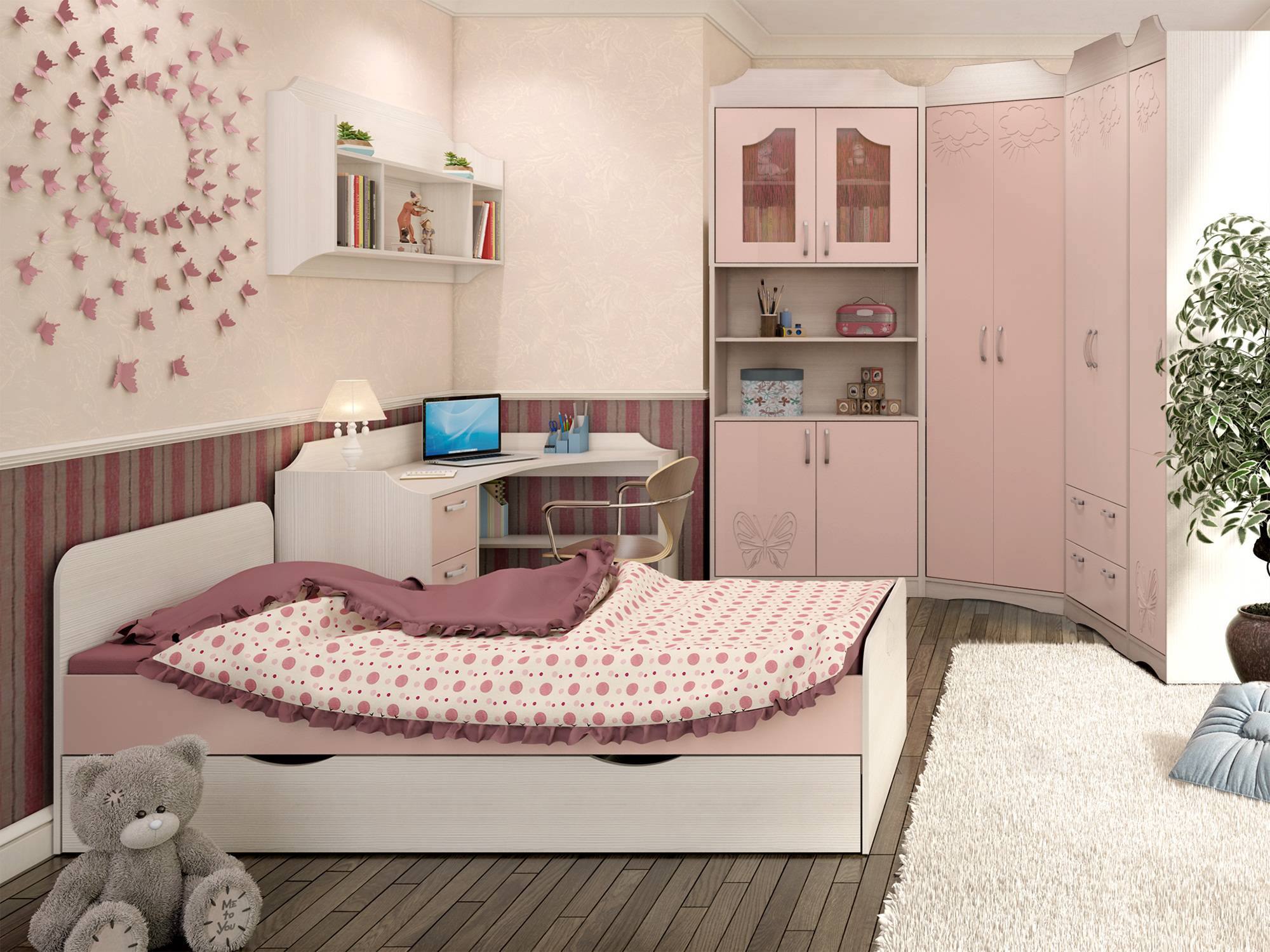 Набор мебели для детской Флауэ 2 Розовый, Белый, МДФ, ЛДСП цена и фото