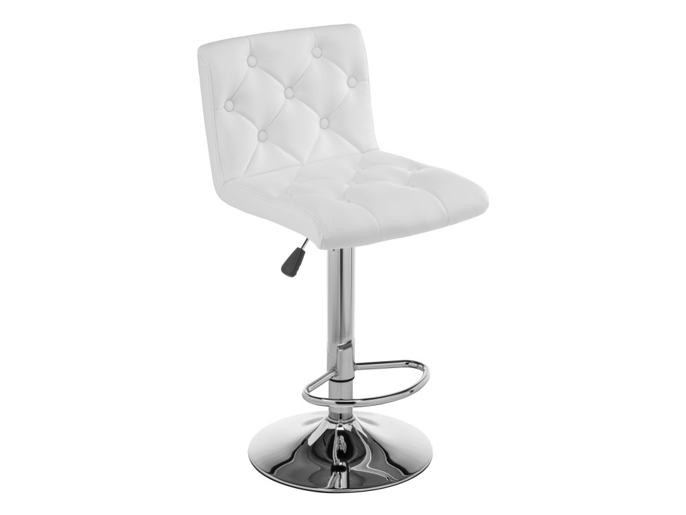 Sandra белый Барный стул Белый кожзам, Хромированный металл orion белый барный стул хромированный металл каркас хромированный металл