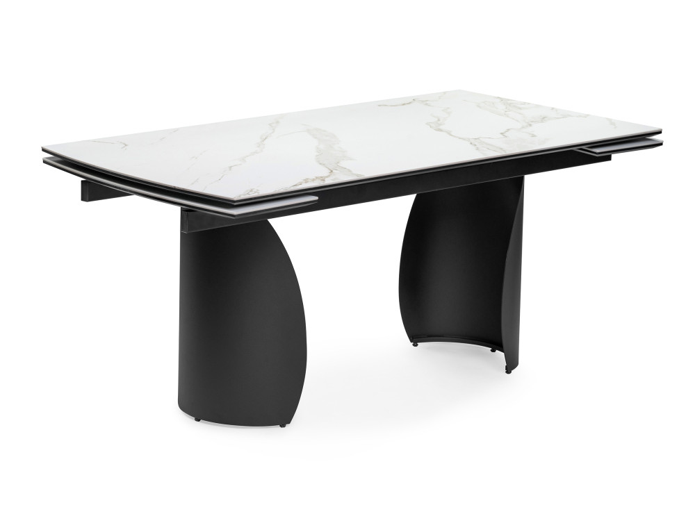 Готланд 160(220)х90х79 белый мрамор / черный Керамический стол Черный, Металл
