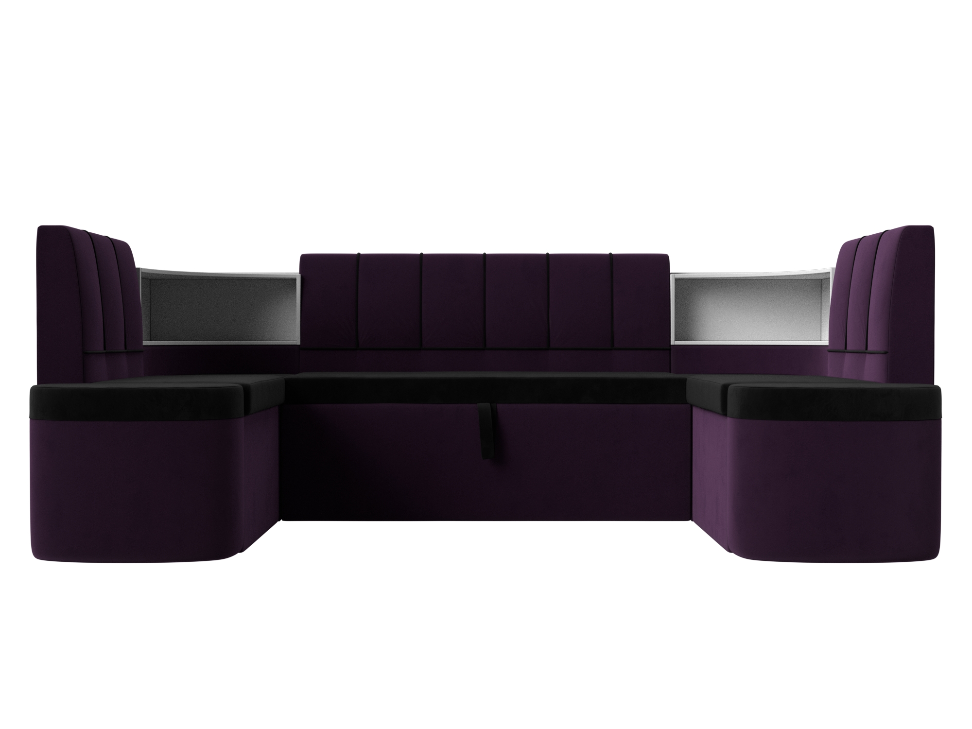 Кухонный п-образный диван Тефида Белый, ЛДСП кухонный угловой диван артмебель тефида велюр черный фиолетовый левый угол