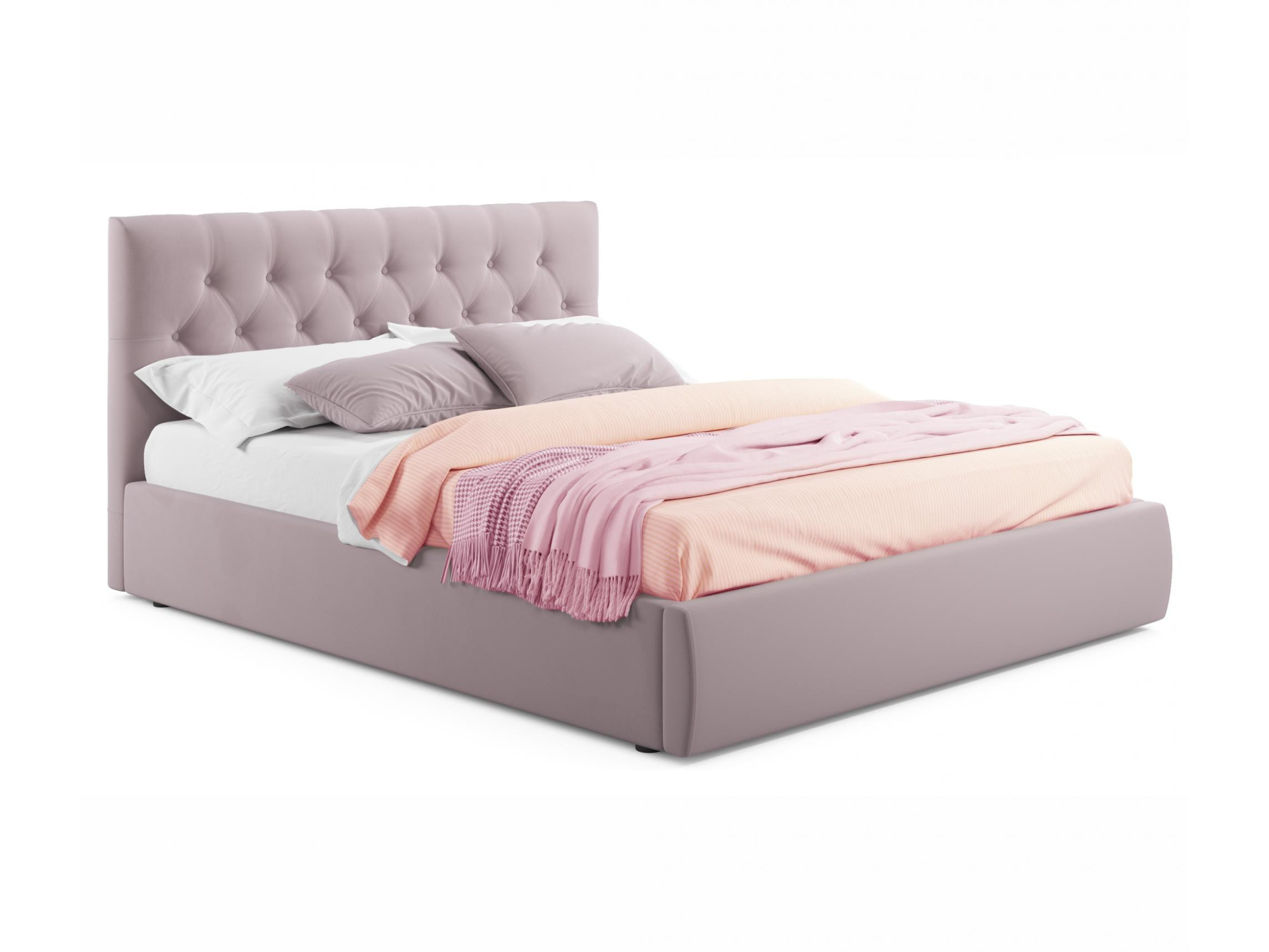 Мягкая кровать Verona 1400 лиловая с подъемным механизмом лиловый, Фиолетовый, Велюр, ДСП