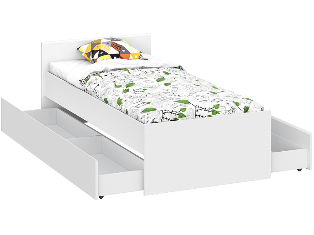 Валенсия 90х200 с ящиками белый текстурный Кровать Белый, ЛДСП sofa 90 см х 200 см кровать белый металл