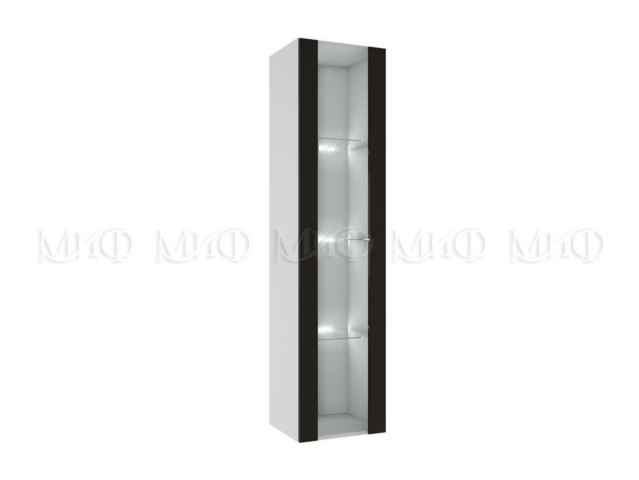 Флорис ШК-005 Шкаф-витрина однодверный, черный МДФ, ЛДСП цена и фото