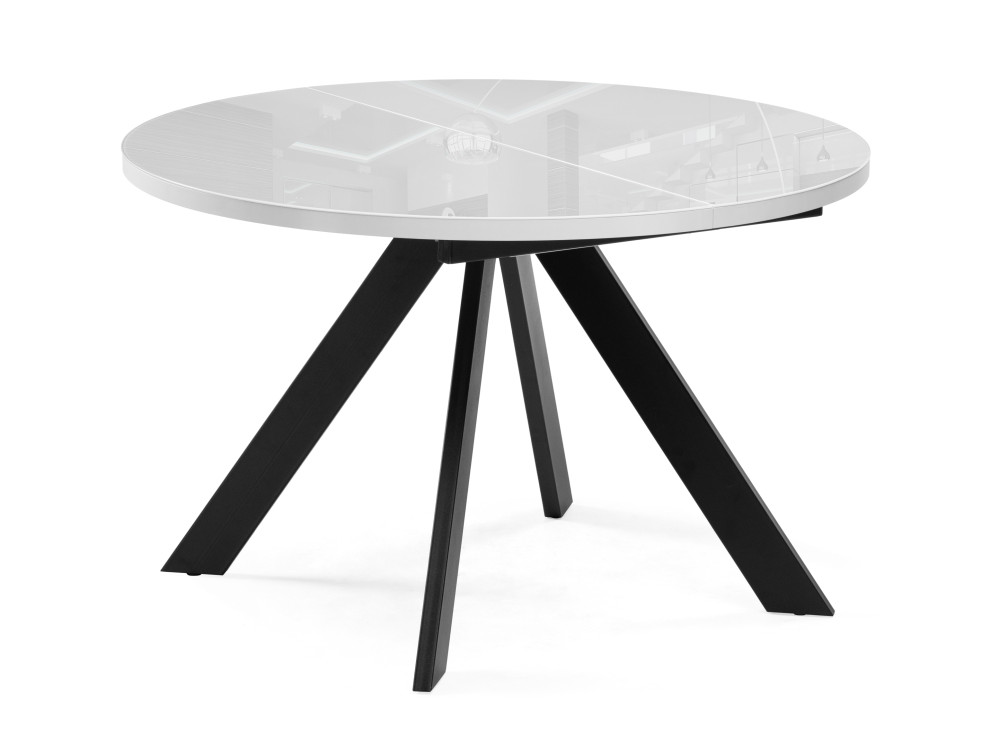 Веллор 120(160)х120х75 белый / черный Стол стеклянный Черный, Металл стол marmol мраморный белый 120 160
