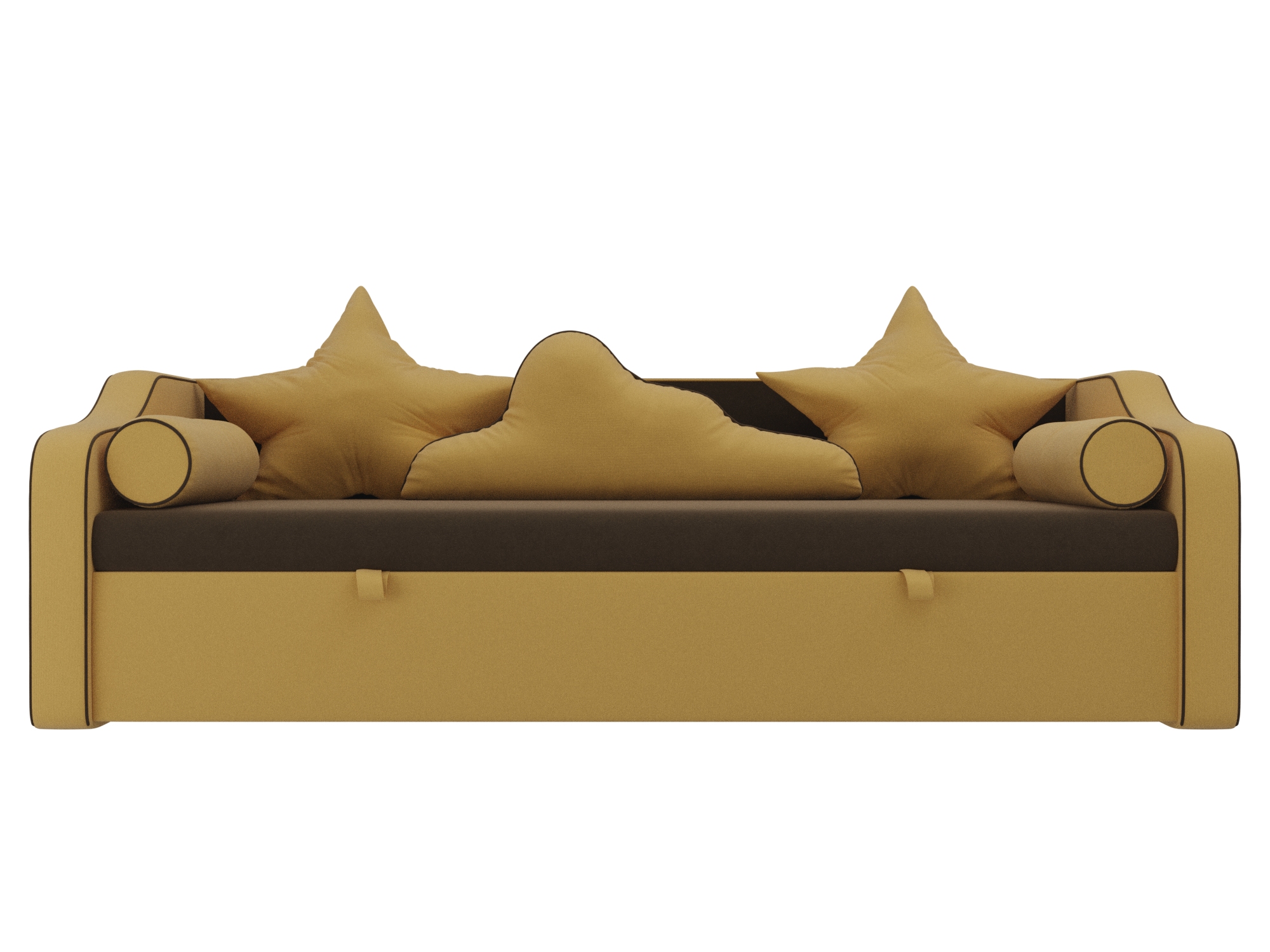 детский диван кровать рико mebelvia коричневый бежевый микровельвет лдсп Детский диван-кровать Рико MebelVia Коричневый, Желтый, Микровельвет, ЛДСП