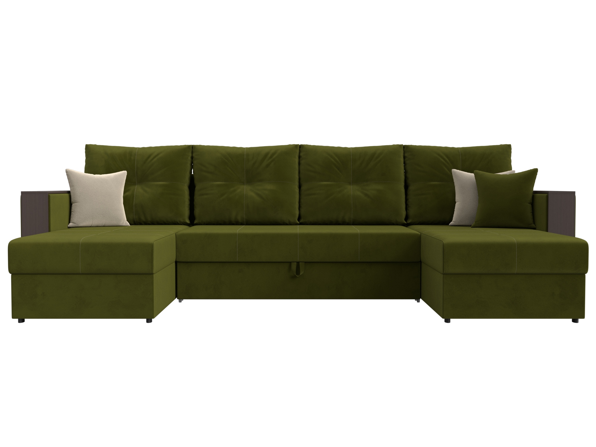 Диван П-образный Валенсия П MebelVia Зеленый, Микровельвет, ЛДСП п образный диван лига диванов п образный диван джастин микровельвет зеленый