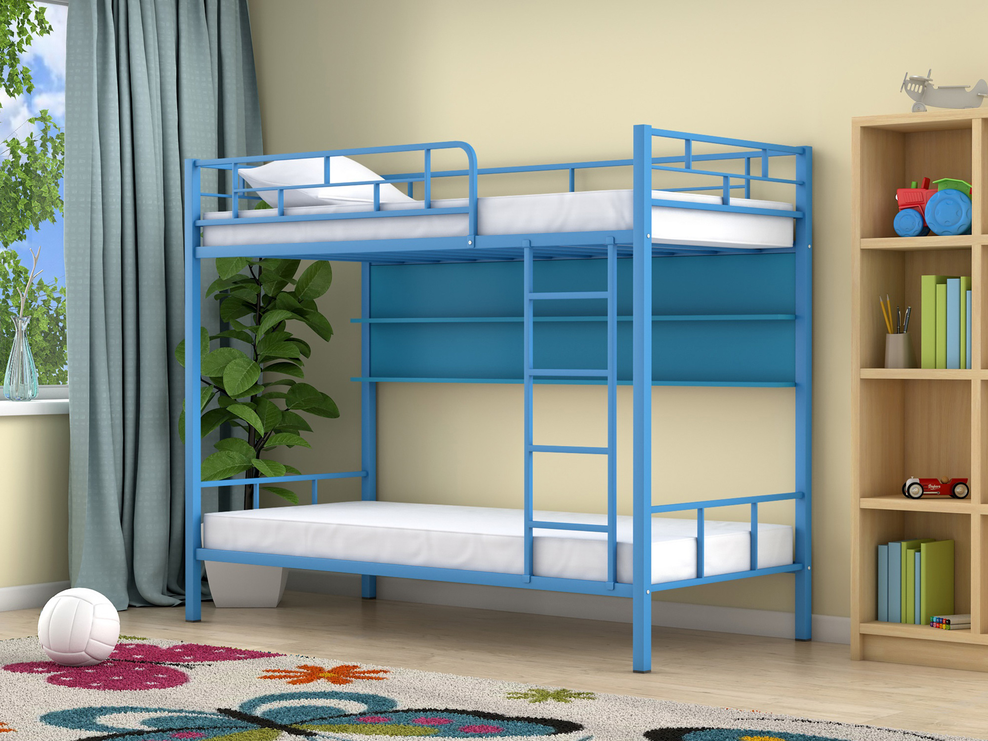 Двухъярусная кровать Ницца (90х190) Голубой, , ЛДСП, Металл