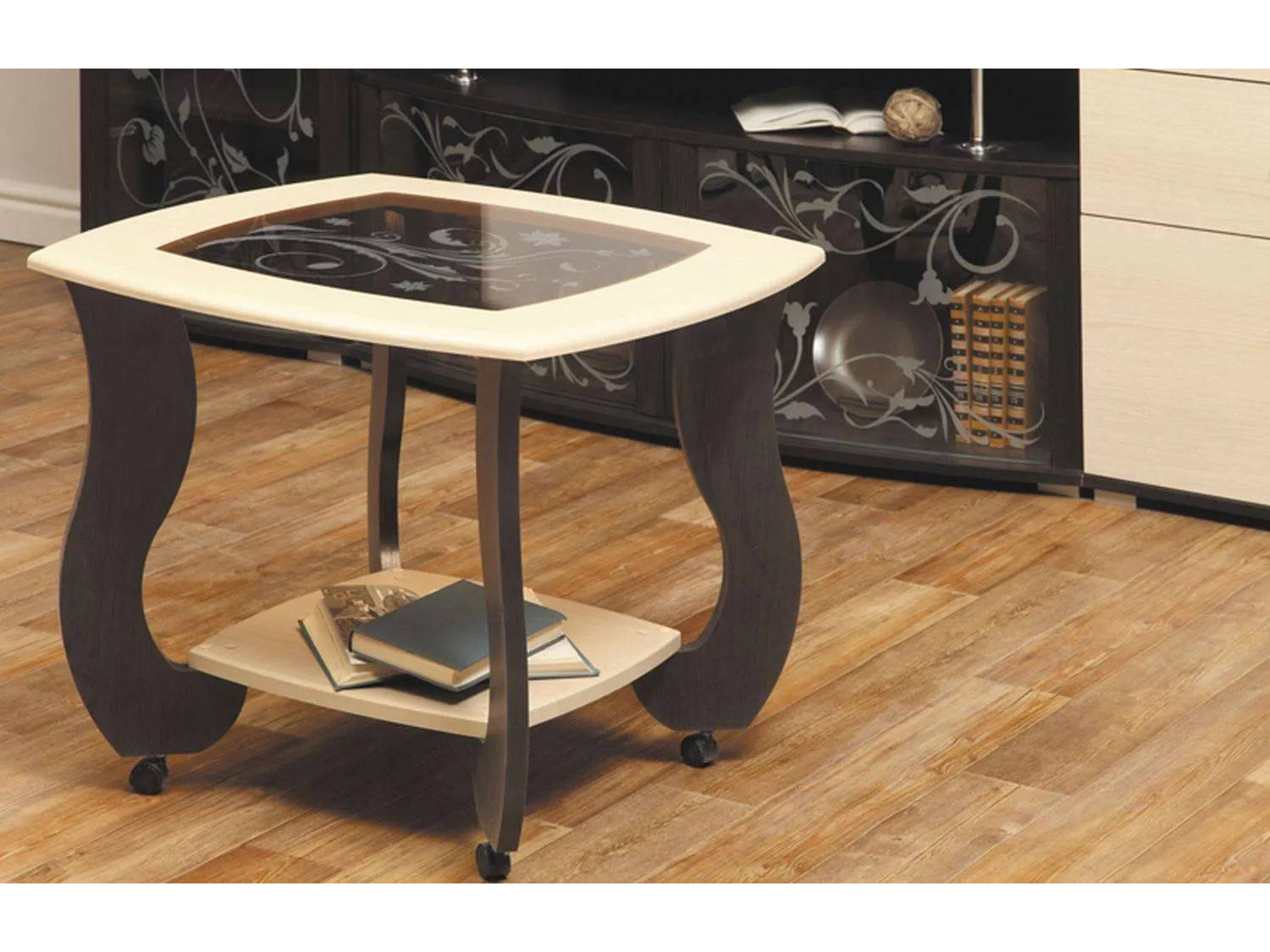 Стол журнальный Сатурн - М01 венге/клен с рисунком Коричневый темный, ЛДСП стол журнальный олимп мебель сатурн м05 1220627