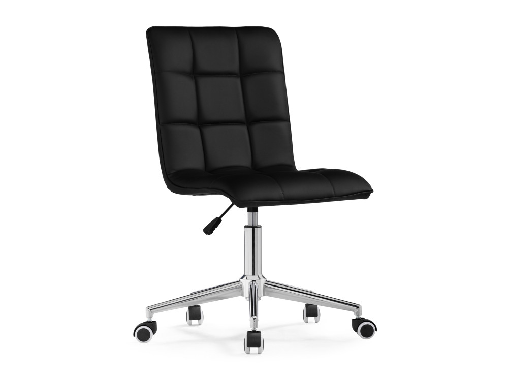 Квадро экокожа чёрная / хром Стул Серый, Металл квадро экокожа белая хром офисное кресло черный металл