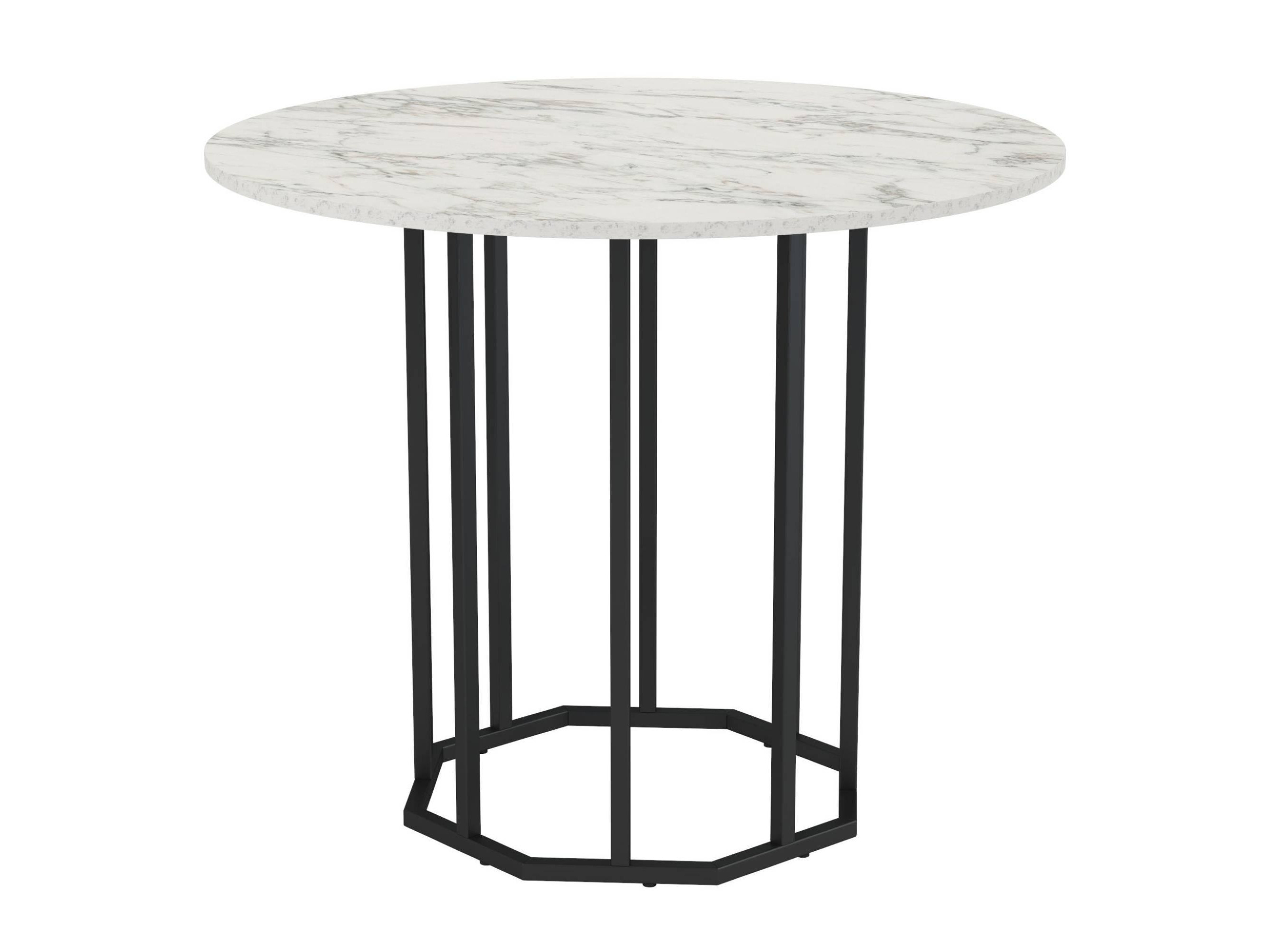 Стол 42.44 Терция (обеденный) (мрамор белый / металл: черный) Черный, Металл стол обеденный patrik д 110 мрамор графит черный муар черный металл