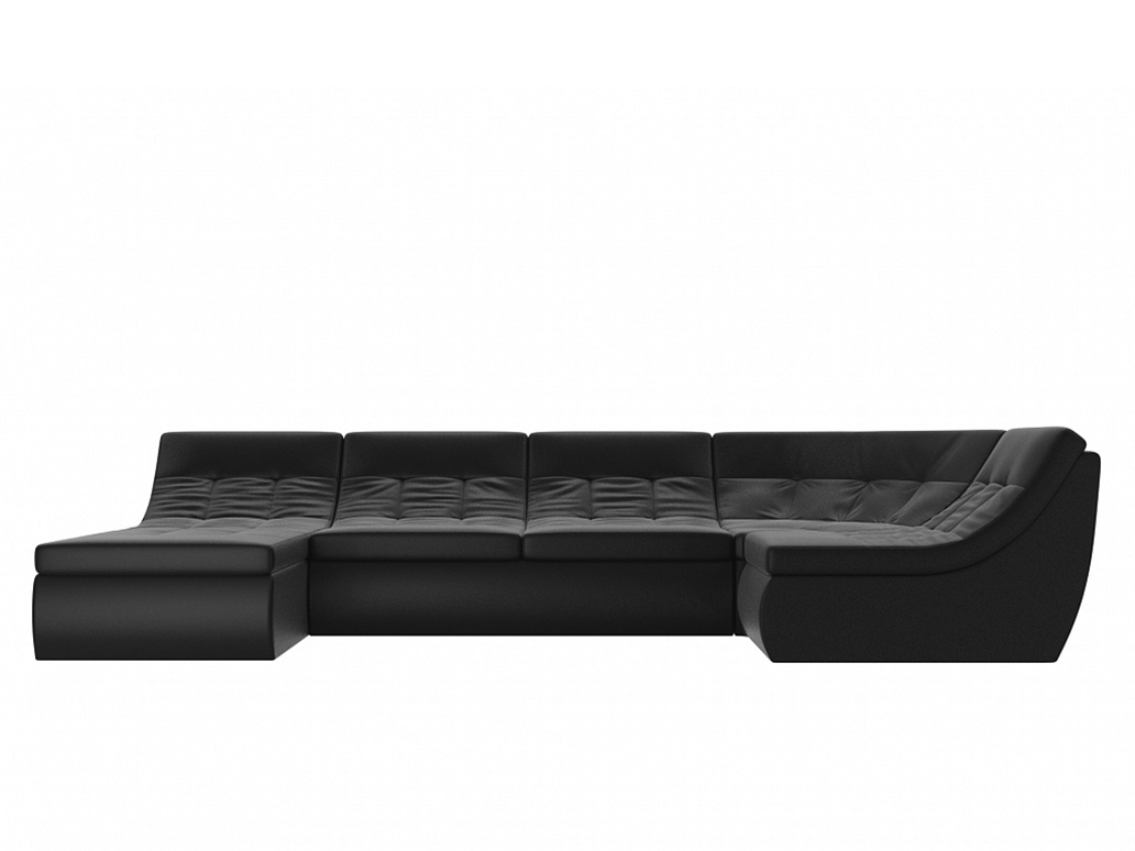 П-образный модульный диван Холидей MebelVia Черный, Экокожа, ЛДСП, Брус, Фанера угловой модульный диван лига диванов холидей экокожа черный