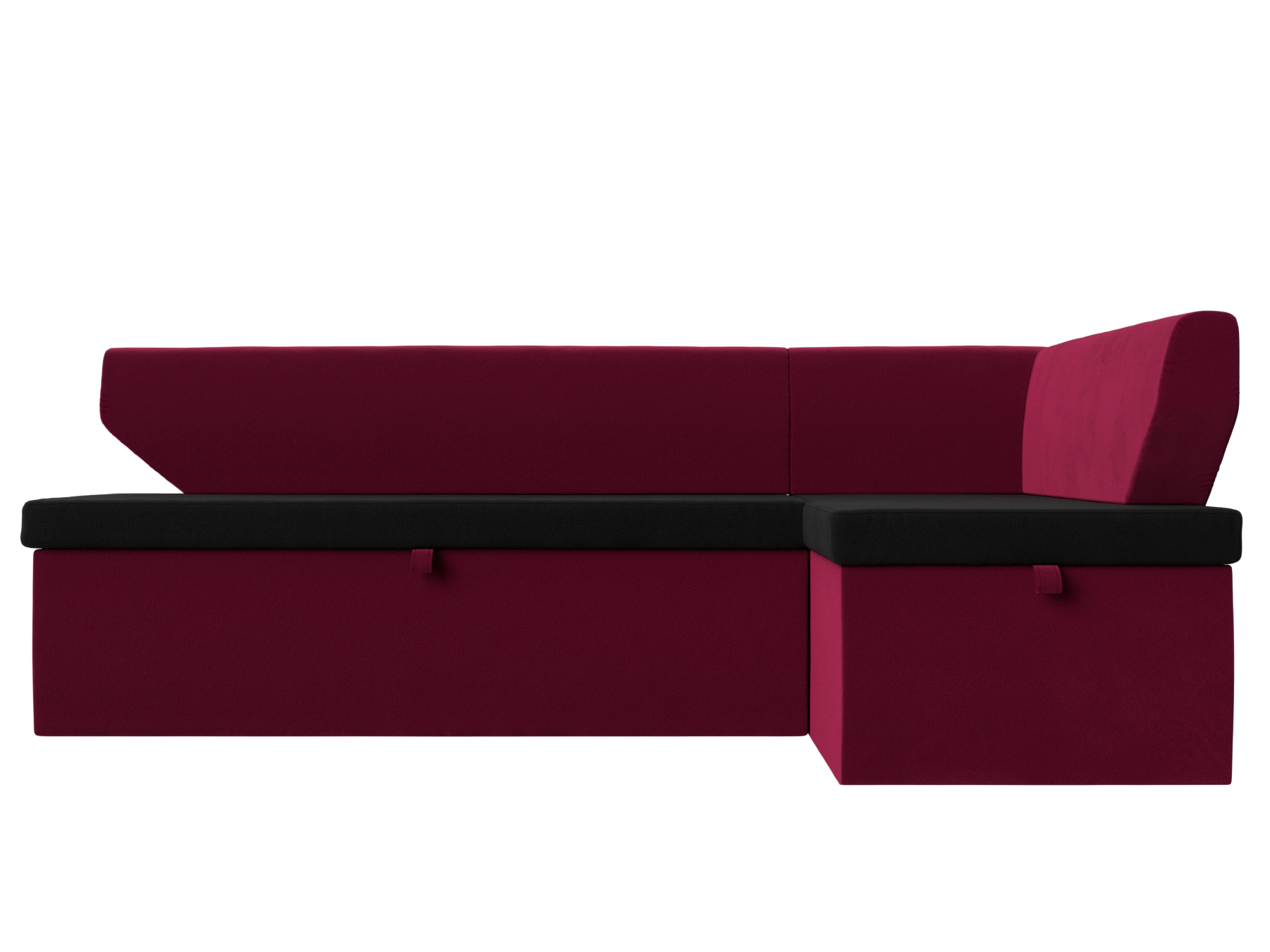 Кухонный угловой диван Омура Правый Черный, Бордовый, ЛДСП кухонный угловой диван мебелико классик микровельвет фиолетово черный правый