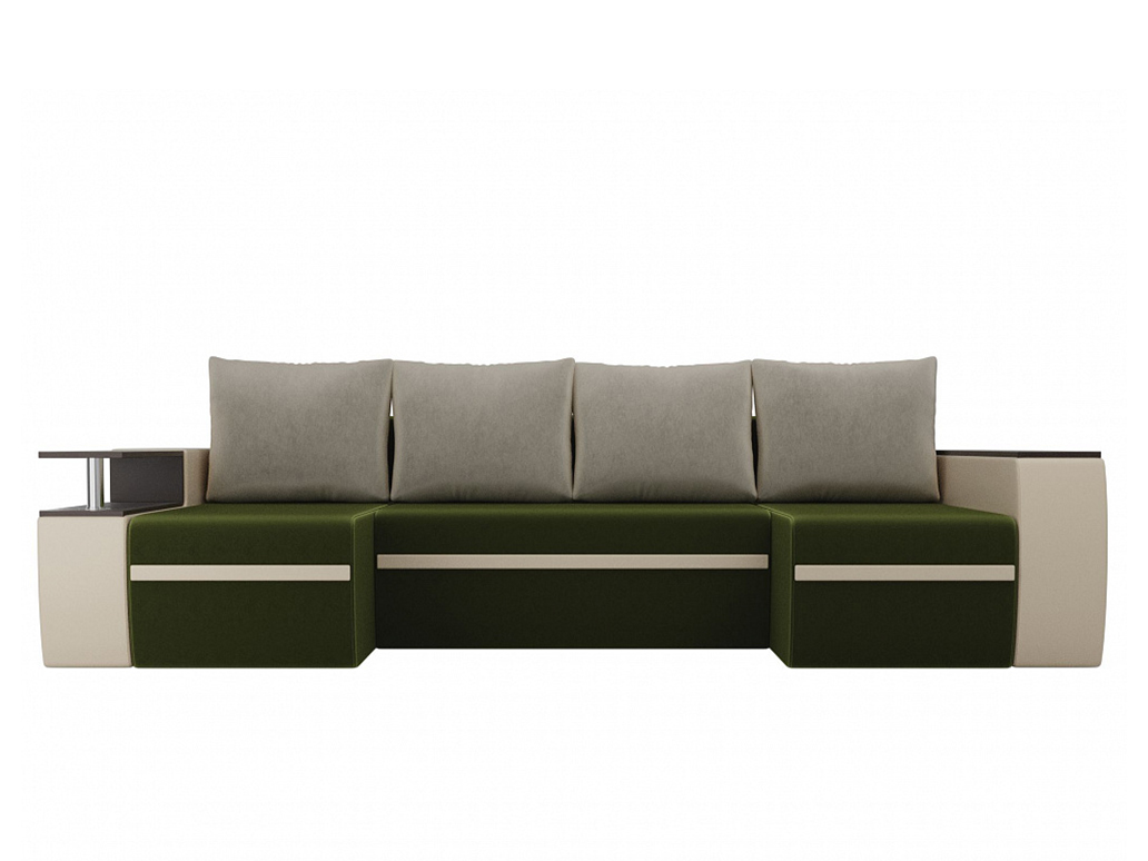 П-образный диван Майами MebelVia , Зеленый, Искусственная кожа, Микровельвет, ЛДСП