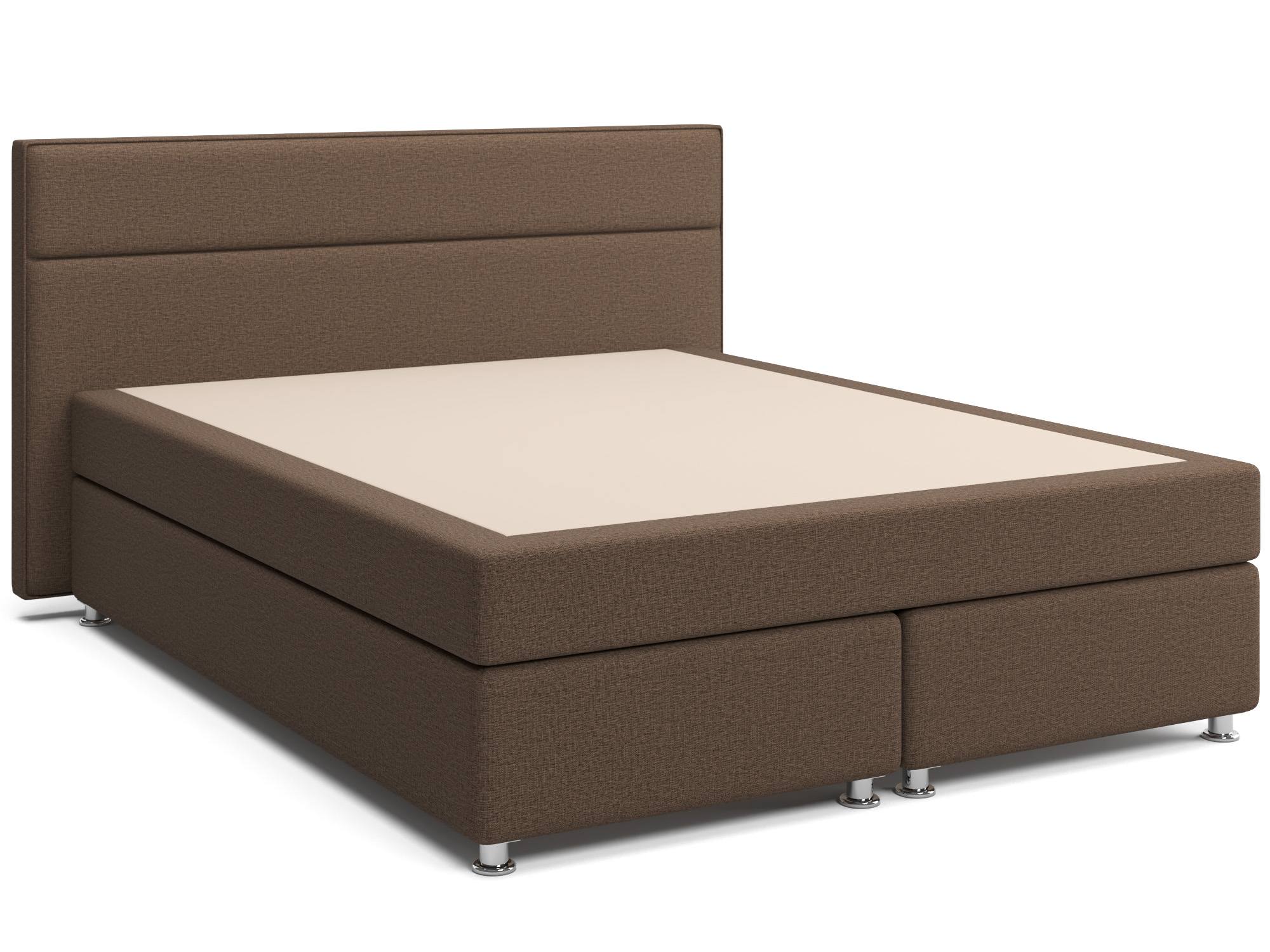 Кровать с матрасом и зависимым пружинным блоком Марта (160х200) Box Spring Коричневый, Массив, ДСП