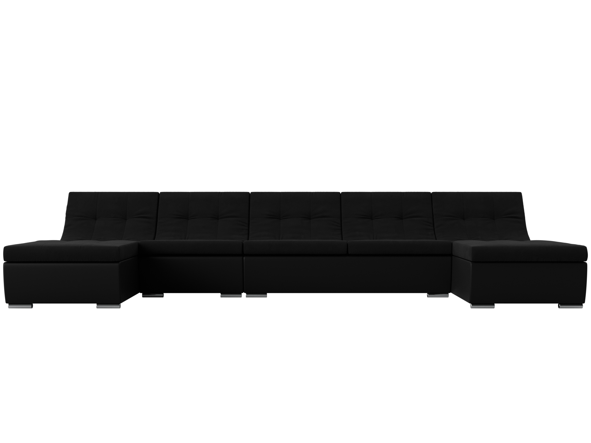 П-образный модульный диван Монреаль Long MebelVia Черный, Микровельвет, Экокожа, ЛДСП п образный модульный диван монреаль long велюр экокожа