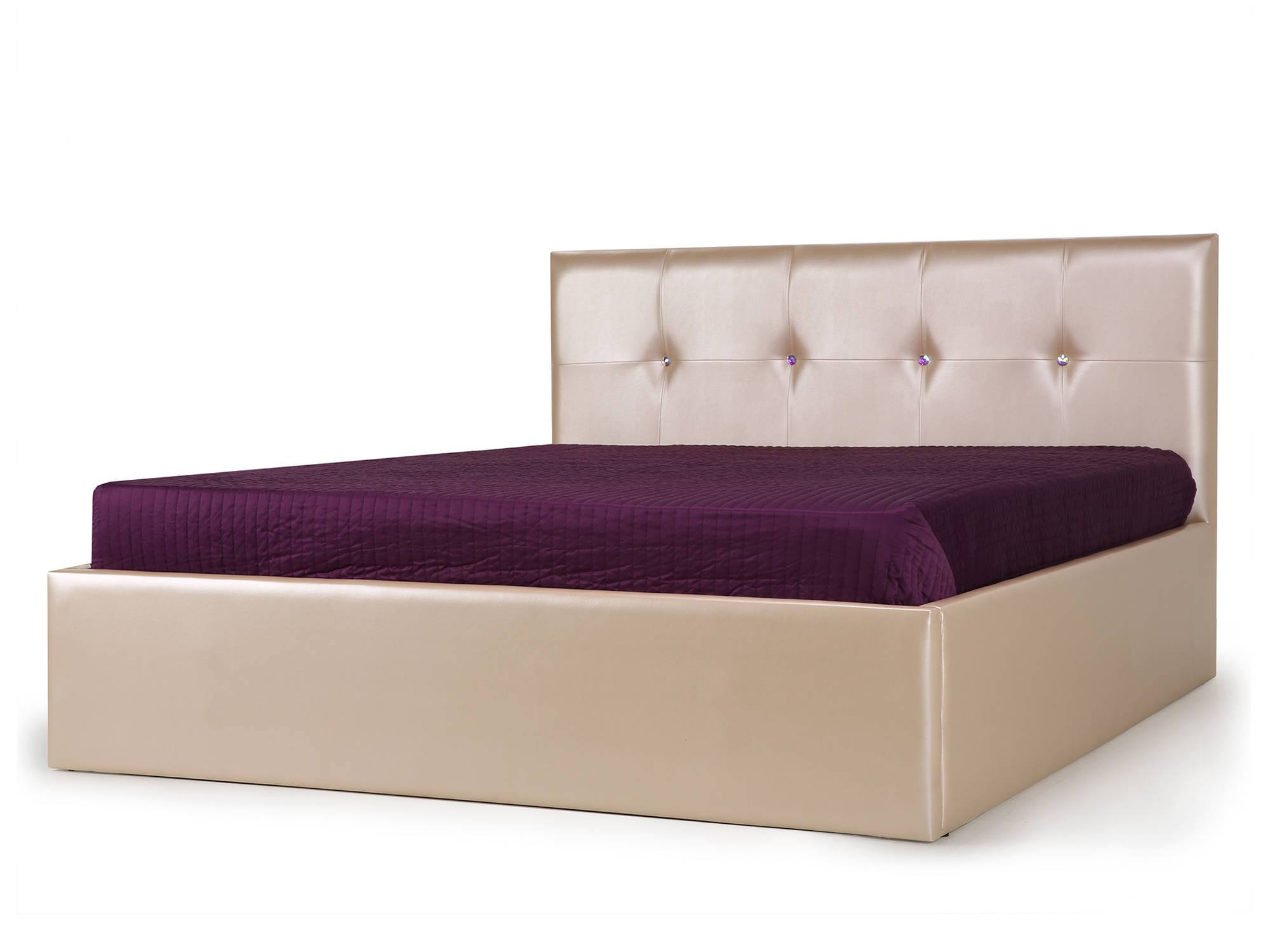 Кровать Linda (160х200) с ПМ Розово-бежевый перламутровый, Массив, ДСП