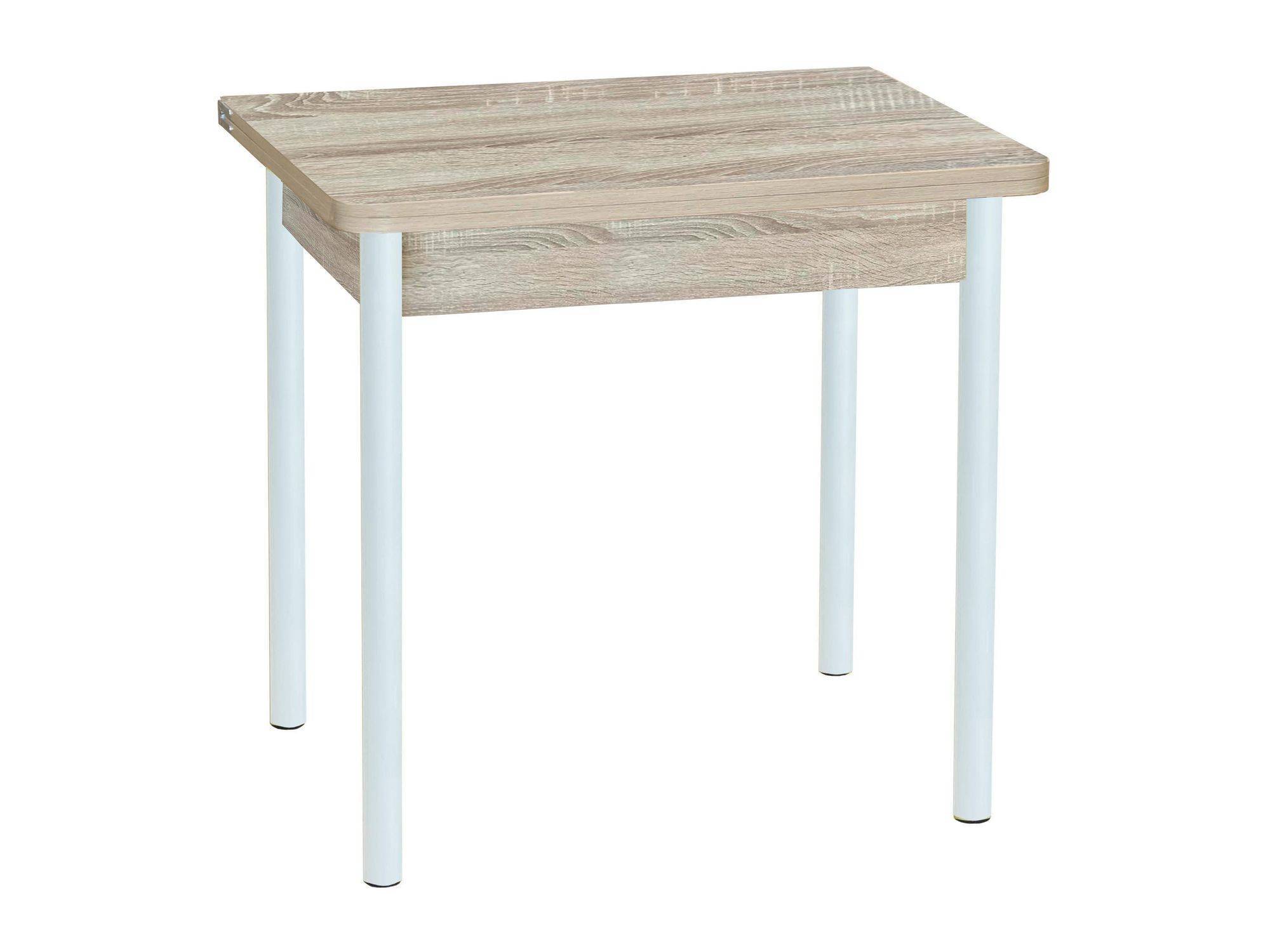 Эко 80х60 стол обеденный раскладной / Дуб сонома/белый стол обеденный раскладной стандарт дуб сонома бежевый лдсп