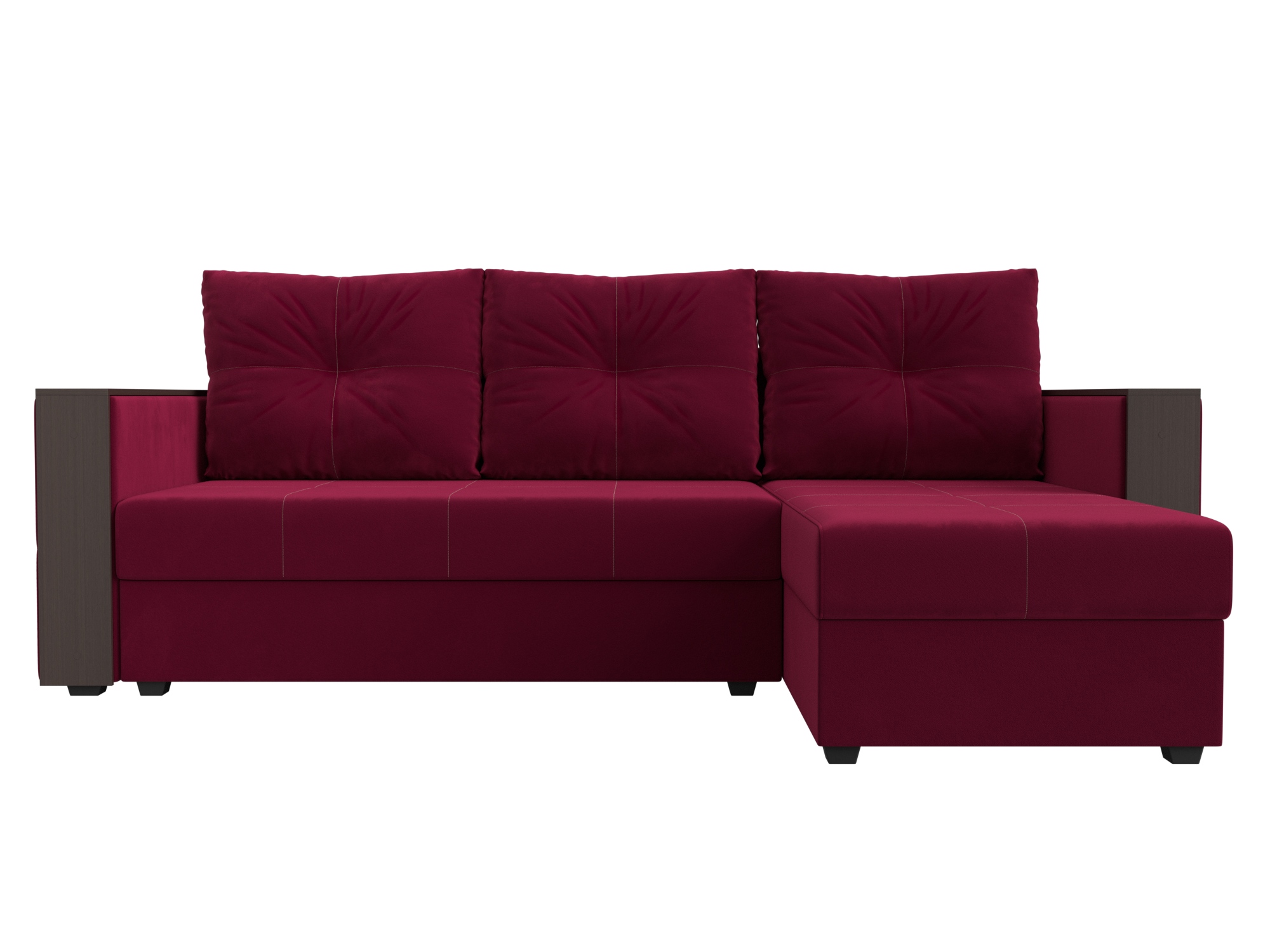 угловой диван мебелико валенсия микровельвет фиолетовый правый угол Угловой диван Валенсия Правый MebelVia , Красный, Микровельвет, ДСП, ЛДСП, Брус
