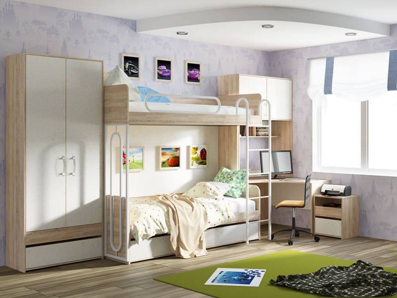 Набор мебели для детской Атлас 3 Хаотичные линии, Бежевый, ЛДСП цена и фото
