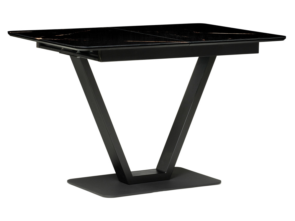 Бугун обсидиан / черный Стол стеклянный Черный, Металл стеклянный стол анселм обсидиан черный стол черный металл