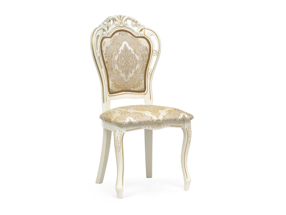 стул деревянный рембрандт молочный с золотой патиной 406093wo Bronte молочный с патиной Стул деревянный Бежевый, Массив бука