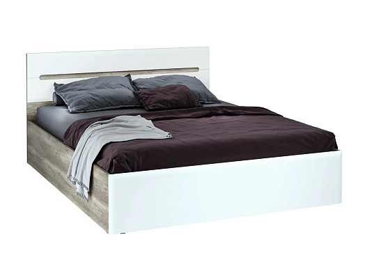Кровать с реечным настилом Наоми КР-11 160х200, белый глянец Коричневый, Белый, МДФ