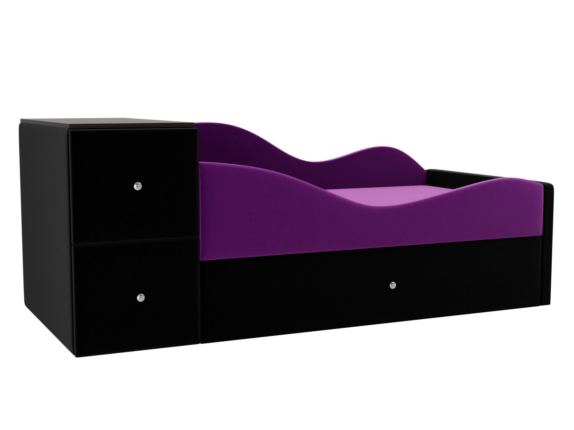 Детская кровать Дельта Правый угол Фиолетовый, Черный, ЛДСП