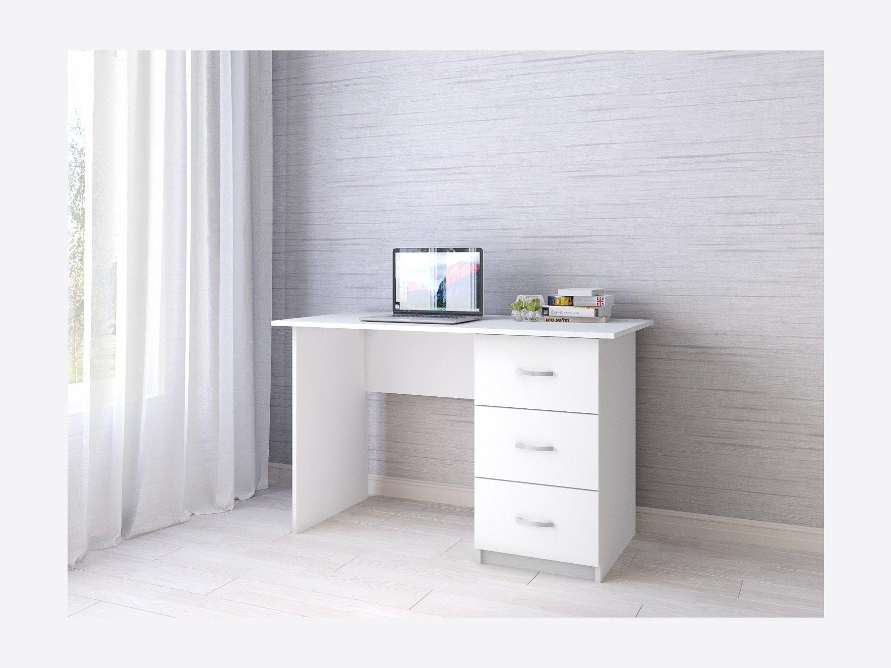 Стол письменный Сити-1, белый Белый, ЛДСП стол письменный сити 2 1200 × 650 × 748 мм цвет клён ванкувер
