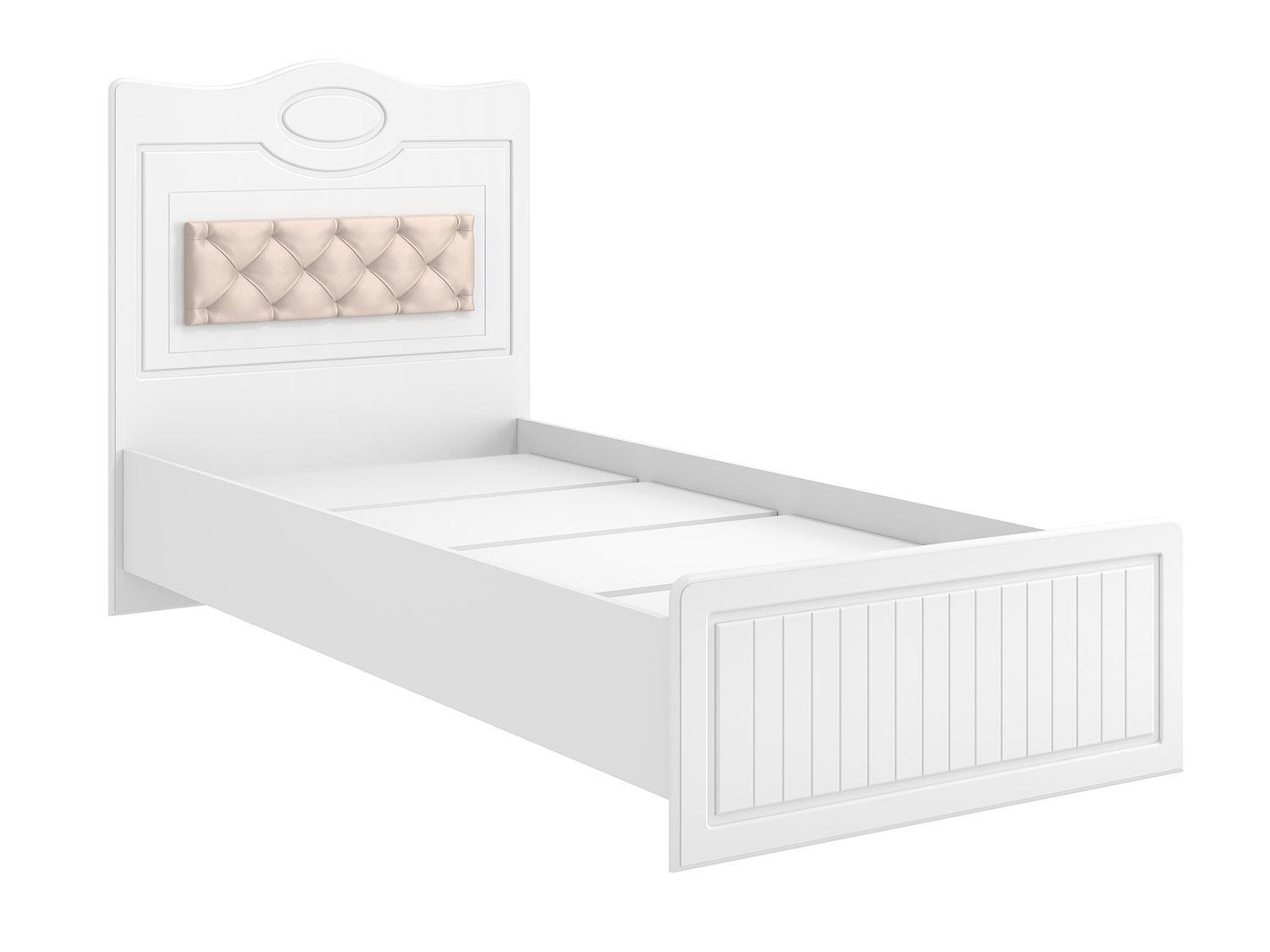 Кровать 900 с настилом и мягким элементом Монако МН-10 + МН-10А белое дерево Белое дерево, Белый, МДФ, ЛДСП