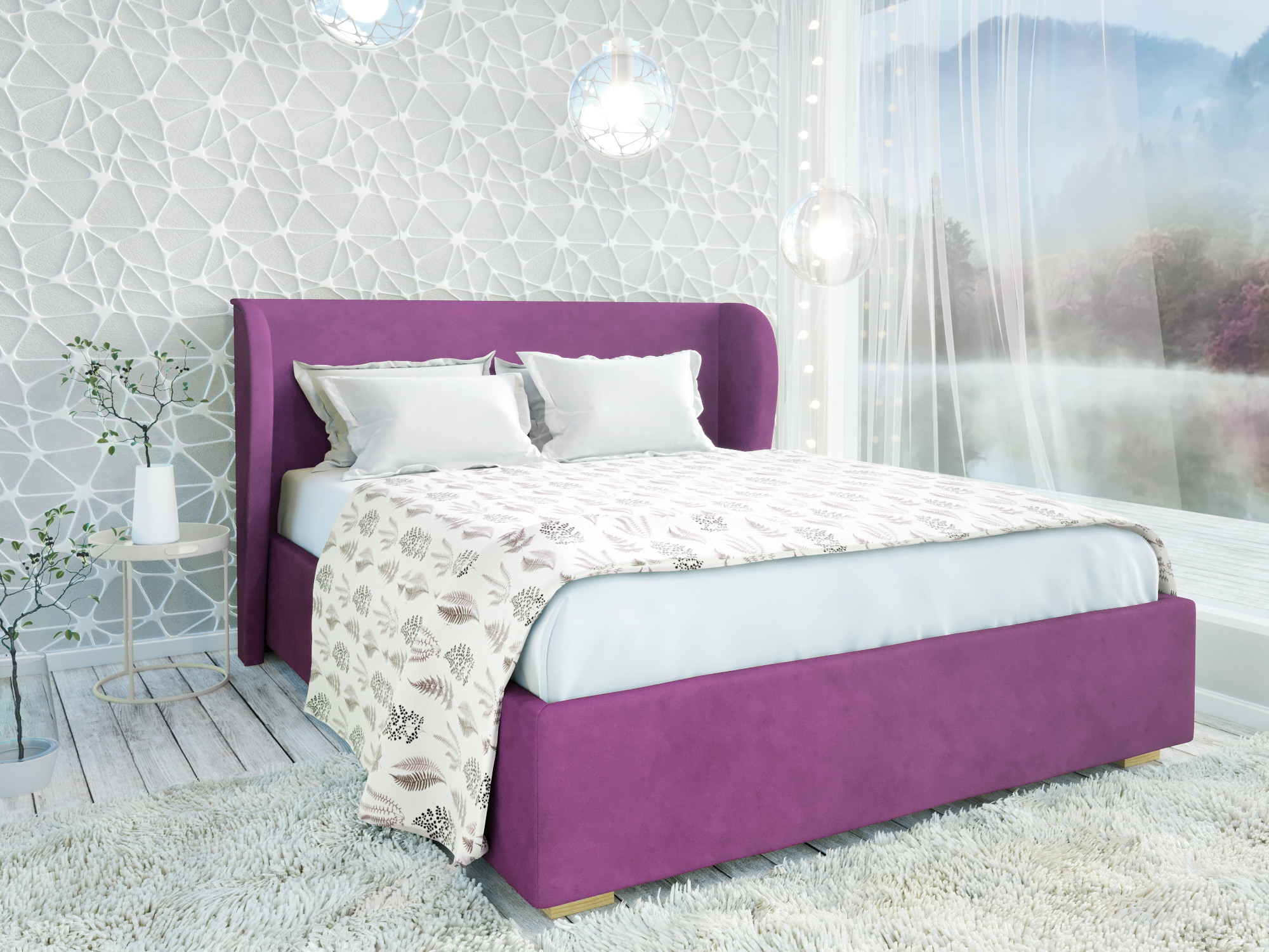 Кровать с ПМ Tenno (180х200) Фиолетовый, ДСП