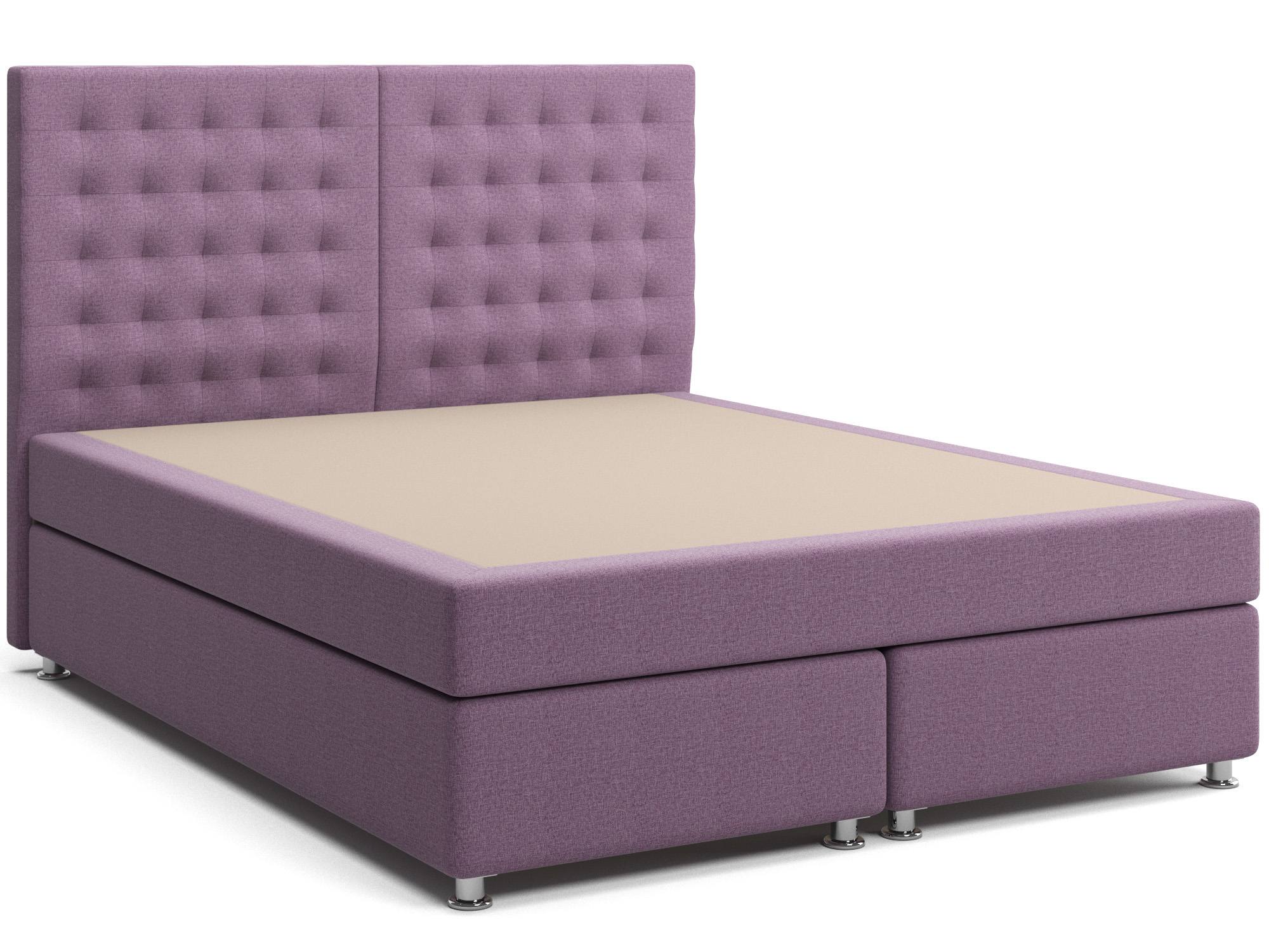 Кровать Box Spring с матрасом и зависимым пружинным блоком Парадиз (160х200) Фиолетовый, Массив, ДСП