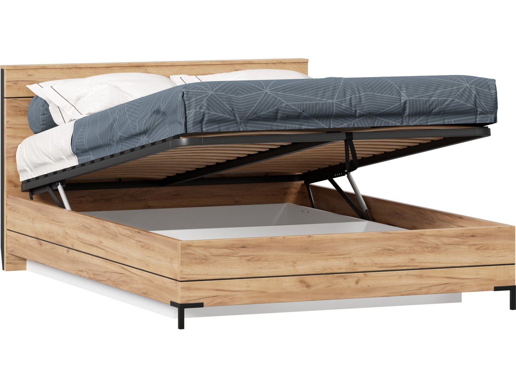 Норд Кровать двуспальная 1400 с подъемным механизмом (Дуб Золотой) мягкая бежевая двуспальная кровать амели 1400 с подъемн
