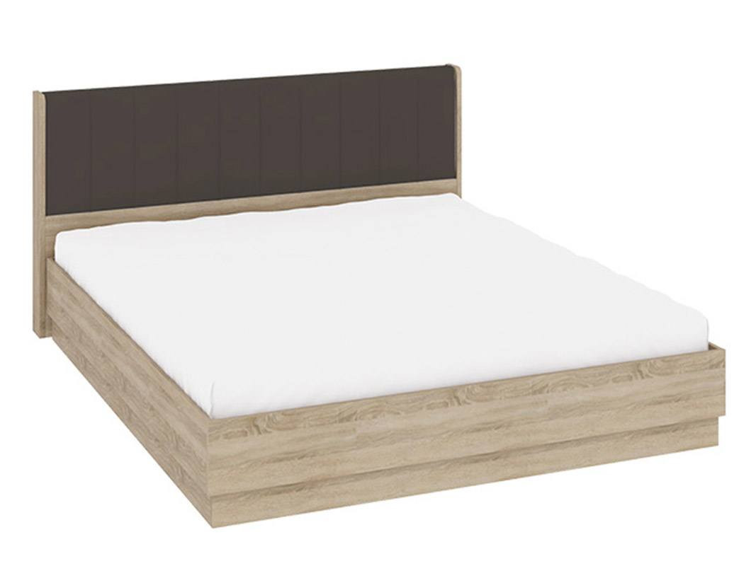 кровать мебелико ларго эко кожа коричневый Кровать Ларго (160х200) с ПМ Бежевый, ЛДСП