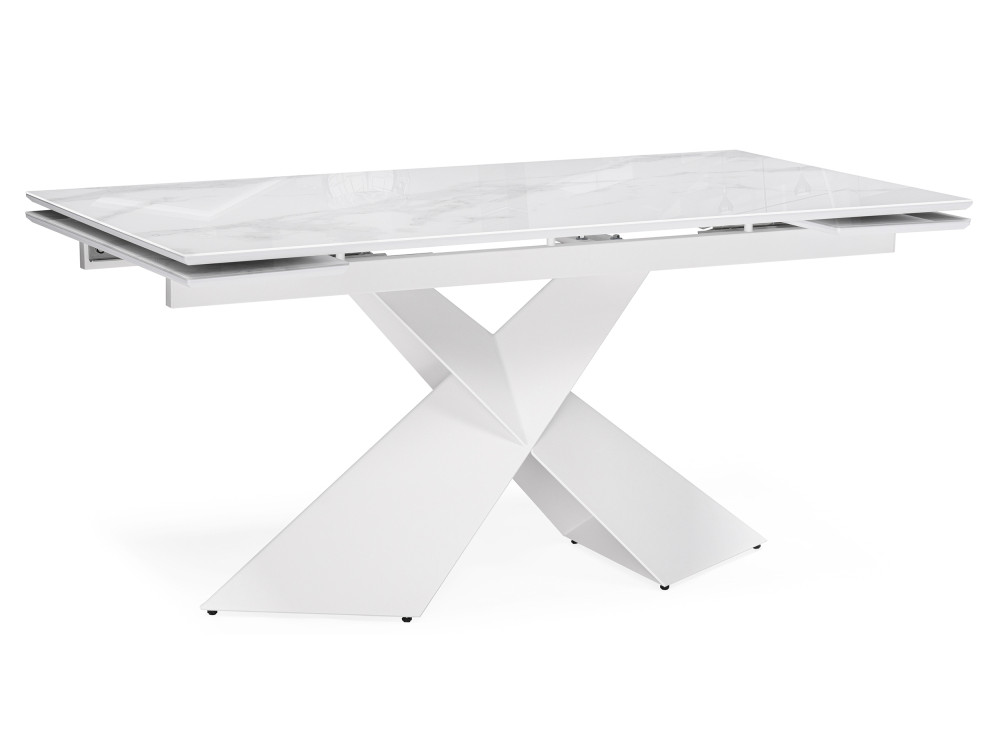 Хасселвуд 160(220)х90х77 белый мрамор / белый Стол стеклянный Белый, Металл хумфри белый стол стеклянный белый металл