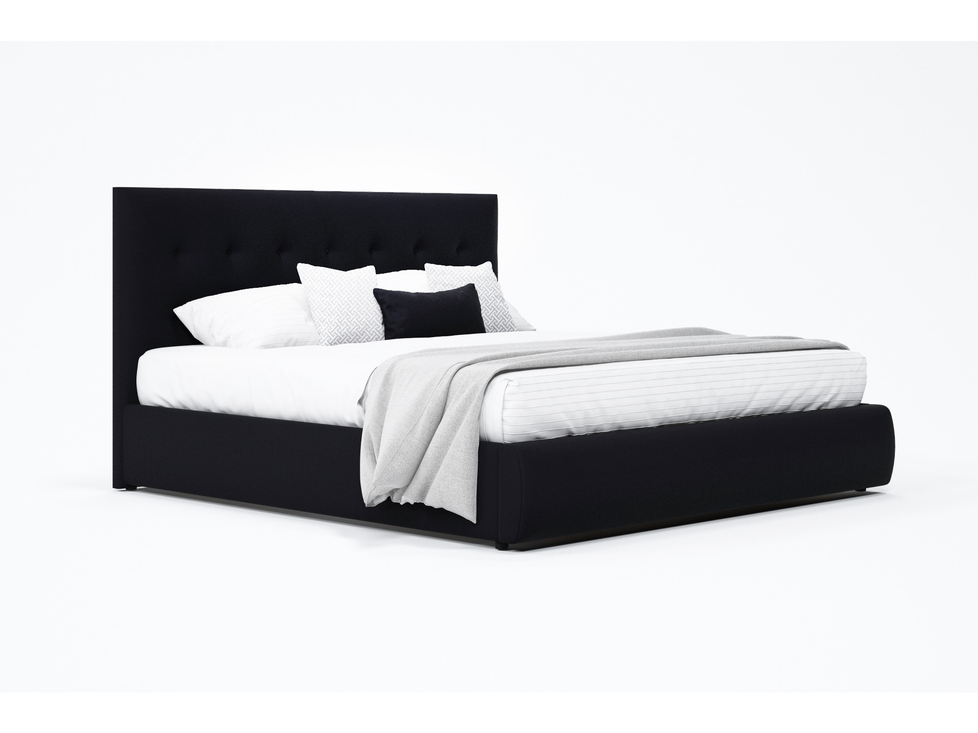 Мягкая кровать Selesta 1400 темная с подъемным механизмом темный, Черный, Велюр, ДСП