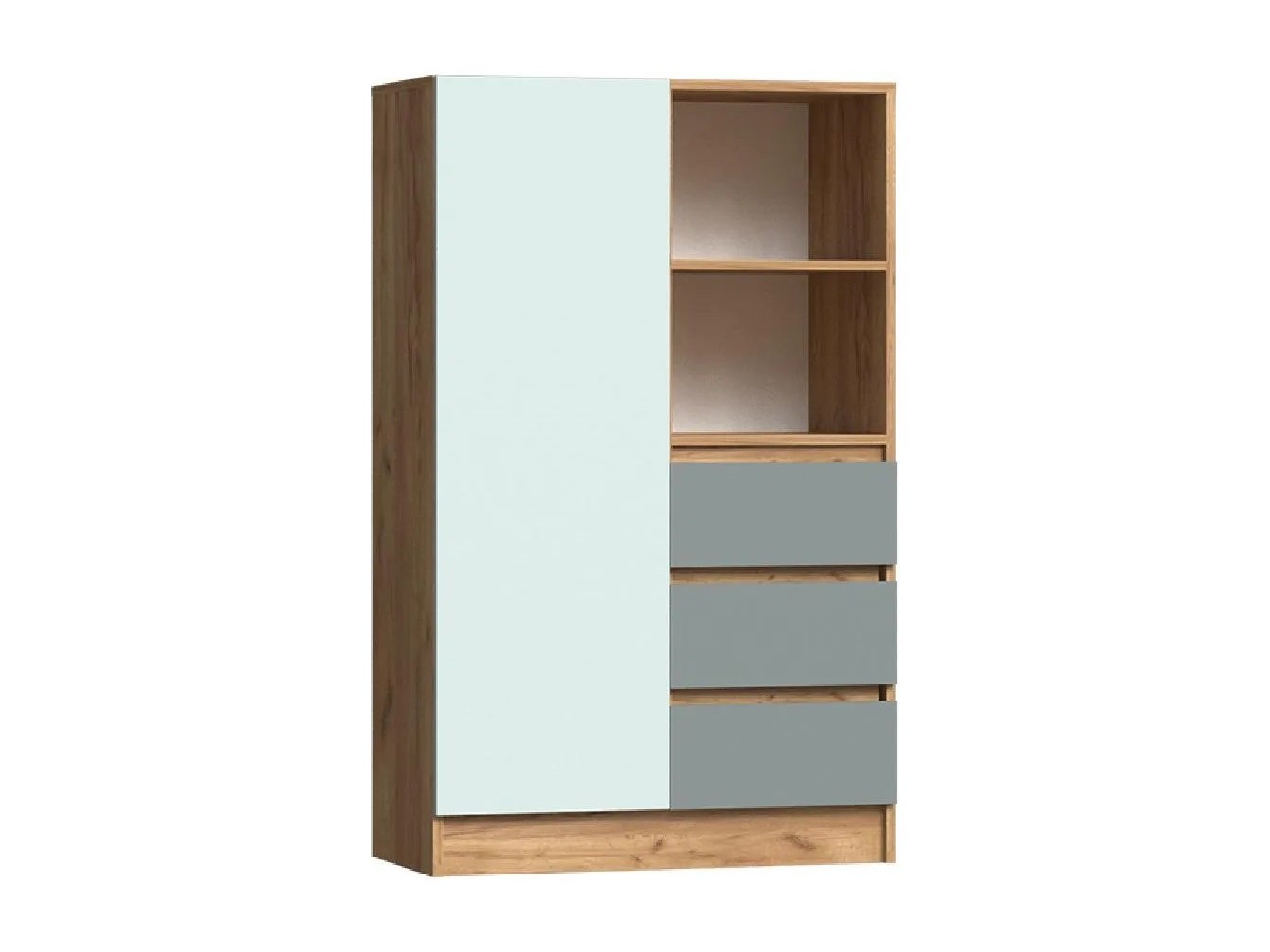 Челси Color Шкаф комбинированный (Мята/Сумеречный голубой/Дуб крафт) Зеленый, ЛДСП шкаф настенный сакраменто левый сумеречный