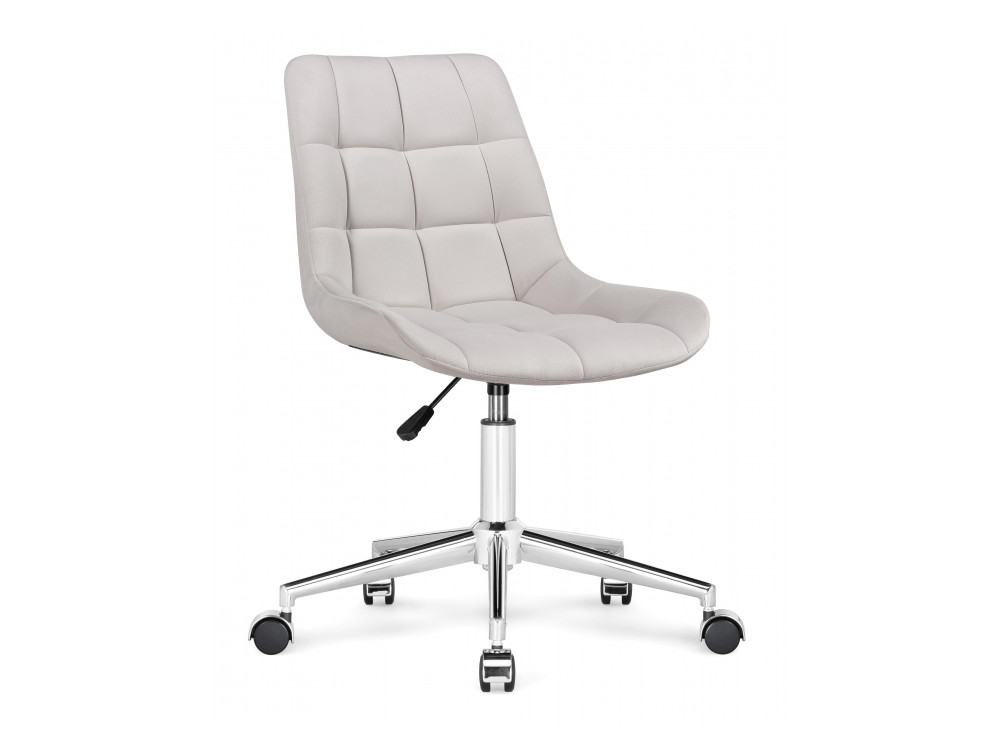 квадро экокожа белая хром офисное кресло черный металл Честер молочный / хром Офисное кресло Серый, Металл