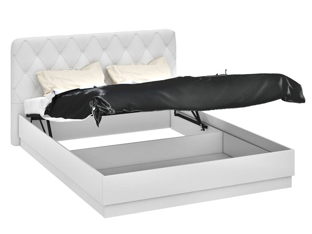 Кровать Амели 2 (160х200) с ПМ Белый, ЛДСП кровать с пм лючия 160х200 штрихлак белый лдсп