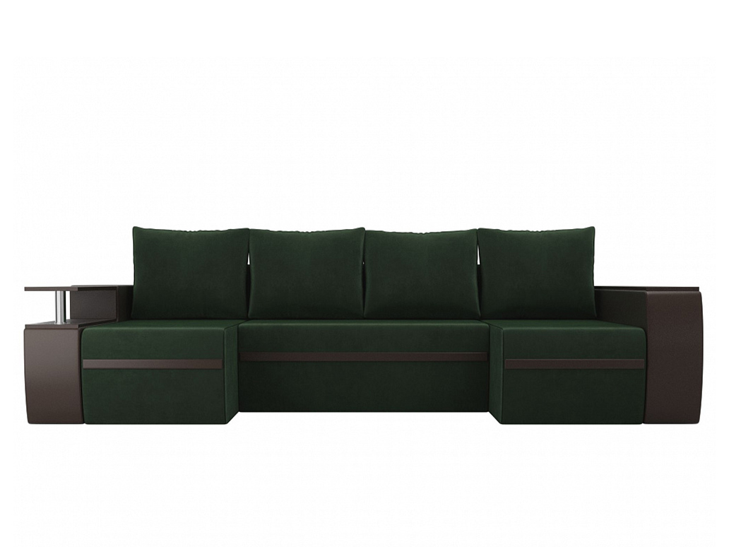 П-образный диван Майами MebelVia , Зеленый, Искусственная кожа, Велюр, ЛДСП