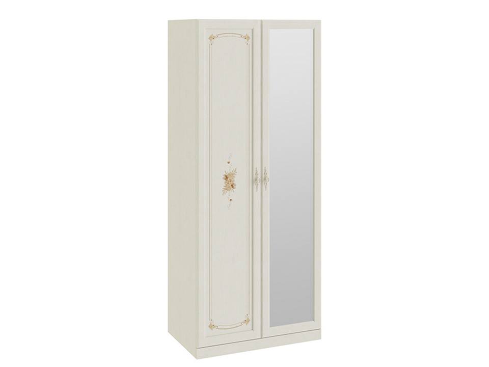 Шкаф для одежды Лючия с 1 глухой и 1 зеркальной дверями Штрихлак, Белый, МДФ, Зеркало, ЛДСП шкаф для белья с 1 дверью лючия лючия