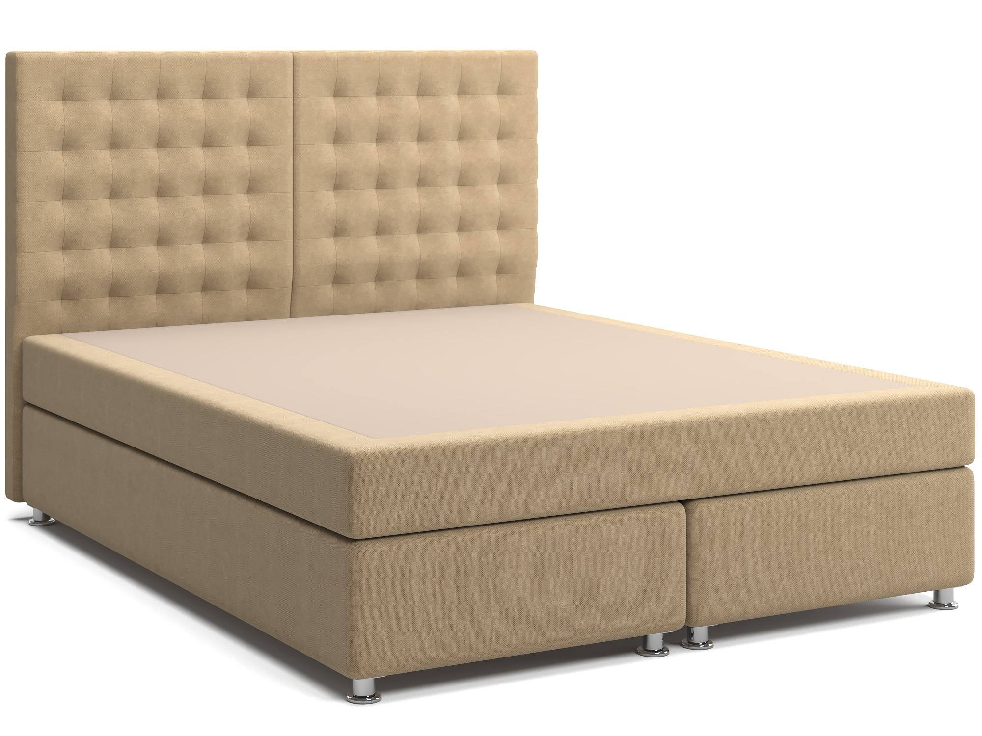 Кровать с матрасом и зависимым пружинным блоком Парадиз (160х200) Box Spring Бежевый, Массив, ДСП