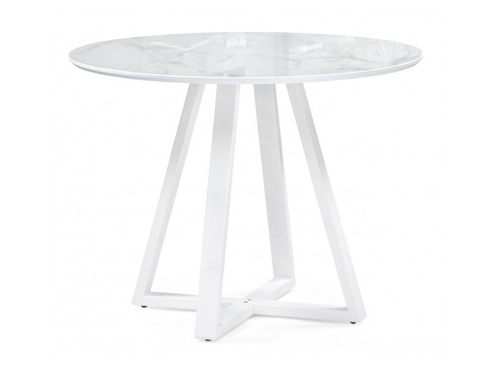 Норфолк 100 белый мрамор / белый Стол стеклянный Белый, Металл калверт белый стол стеклянный белый металл