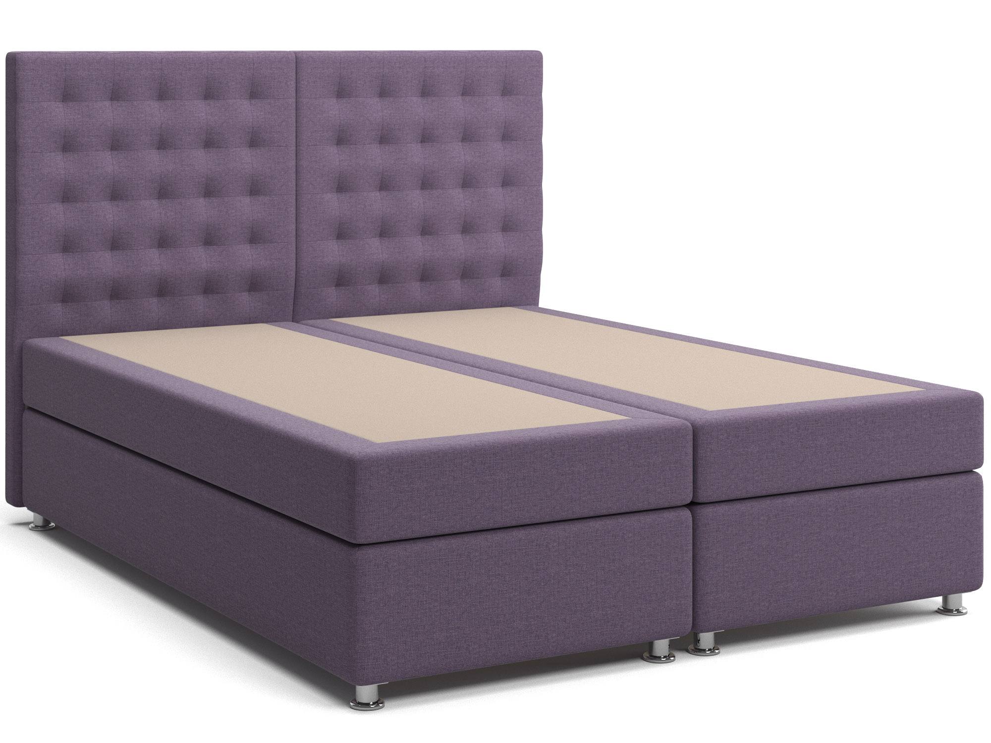 Кровать Box Spring 2в1 с матрасами и зависимым пружинным блоком Парадиз (160х200/80х200) Фиолетовый, Массив, ДСП