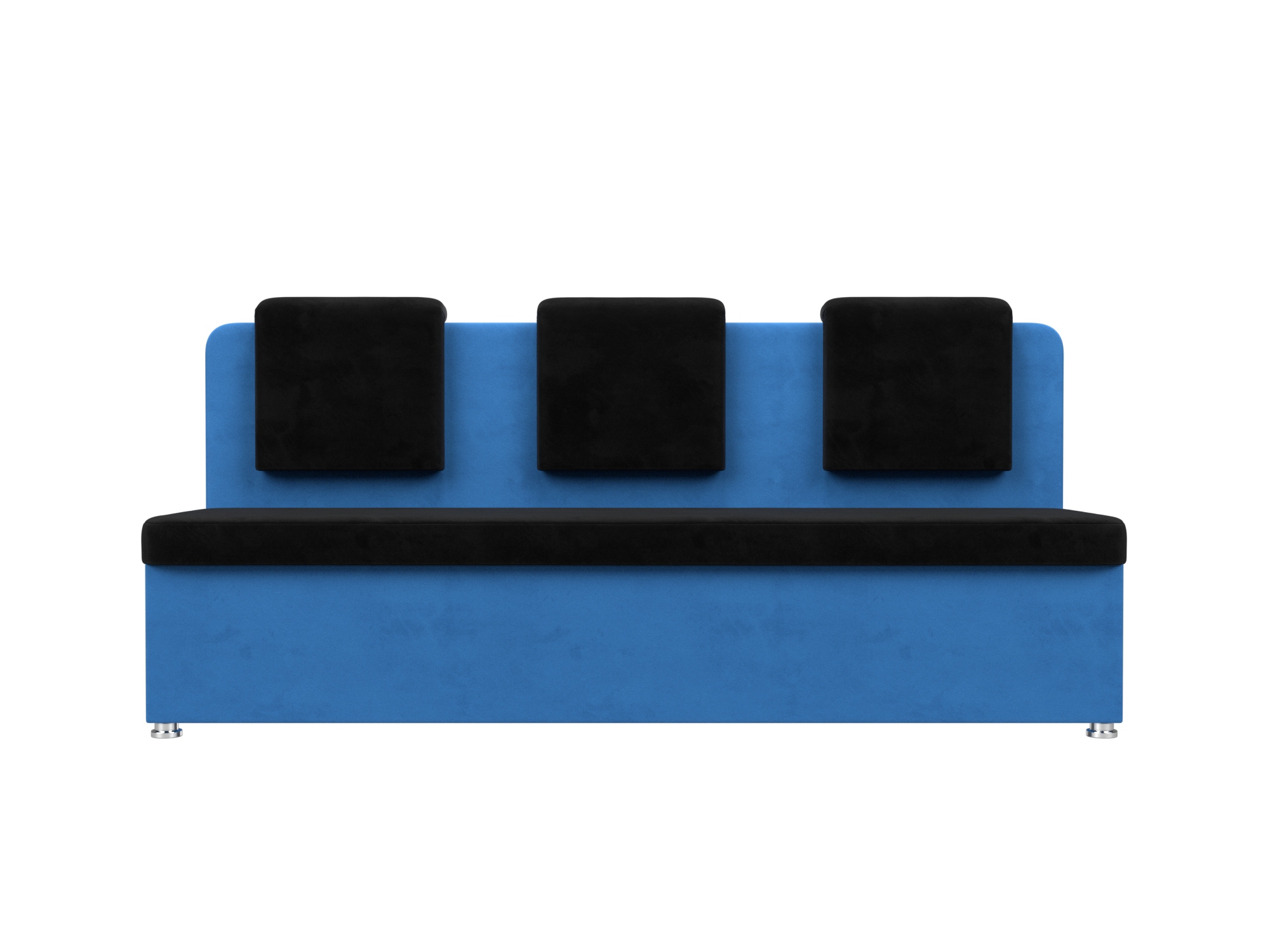 Кухонный прямой диван Маккон 3-х местный Черный, Синий, ЛДСП прямой диван артмебель картес велюр черный