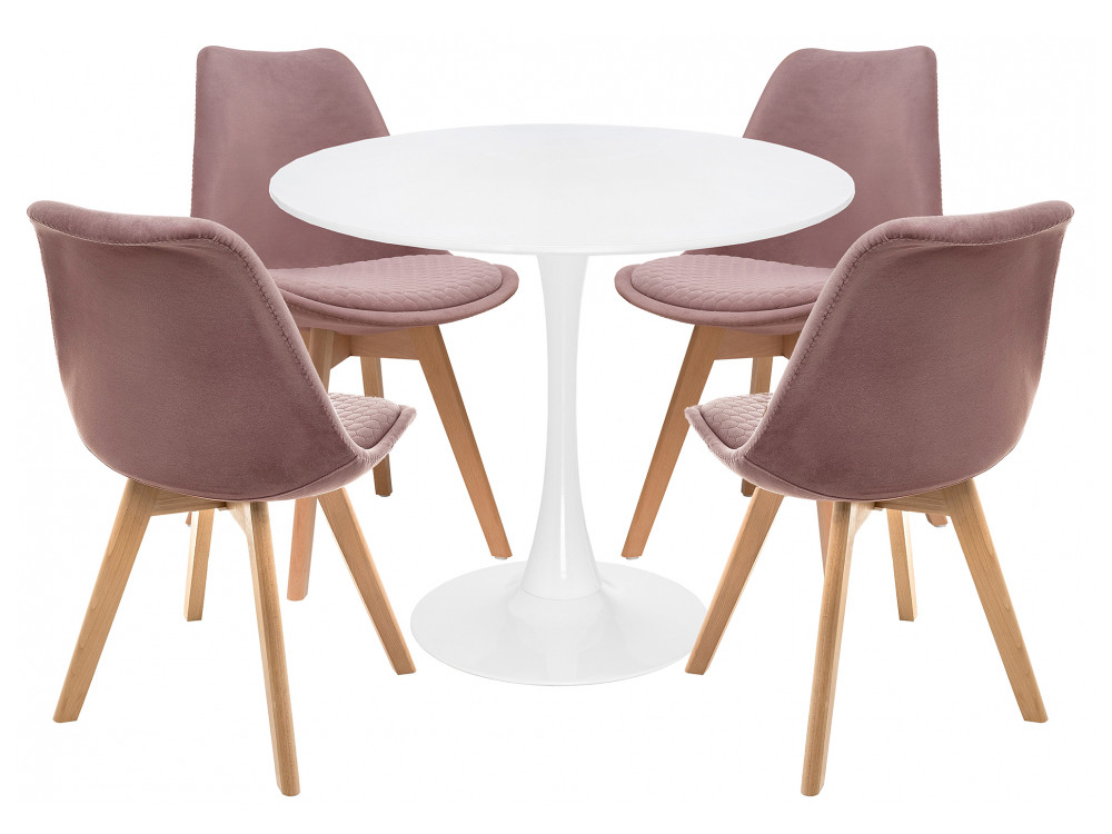 Ахели light purple / wood / white Обеденная группа Металл, МДФ