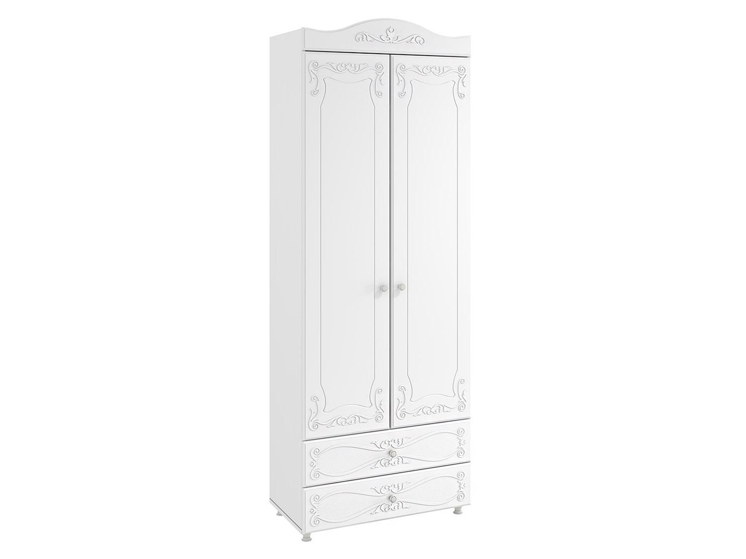 Шкаф 2-х дверный с ящиками (гл.410) Италия ИТ-44 белое дерево Белое дерево, Белый, МДФ, ЛДСП