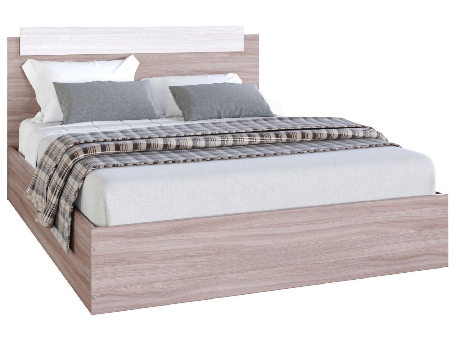 Эко Кровать 1400 (Ясень шимо) Коричневый, ЛДСП кровать с фигурной спинкой светлана 140х200 ясень шимо светлый