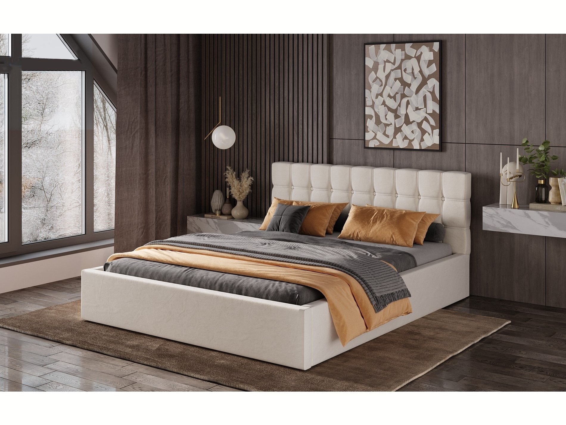 Кровать Андромеда 160 с ортопедом (Велюр Белый) Серый, Ткань стиль прованс кровать 1 6 м с ортопедом