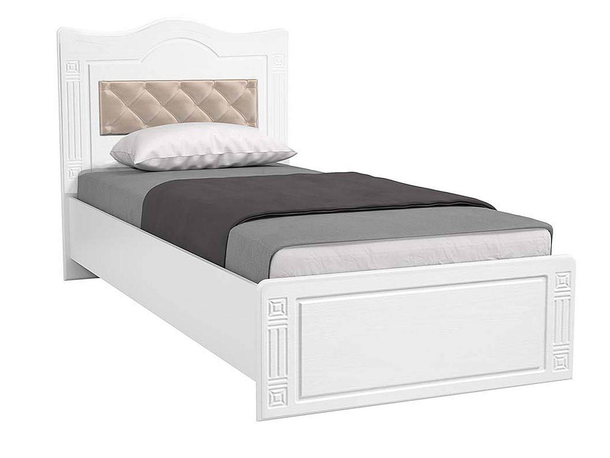 Кровать 900 с настилом и мягким элементом Афина АФ-10 + АФ-10А белое дерево Белое дерево, Белый, МДФ, ЛДСП кровать афина 160 бирюзовый велюр